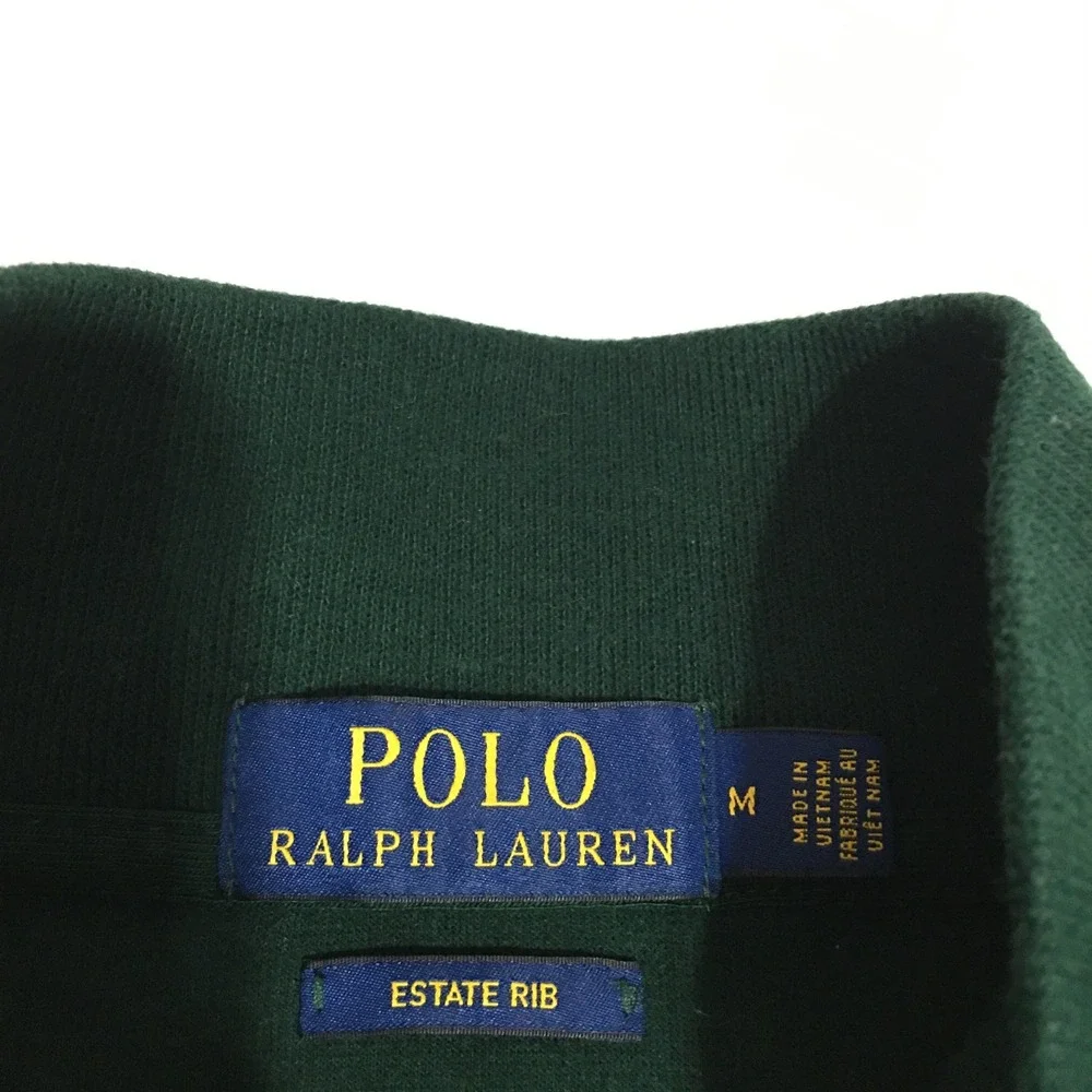 Polo Ralph Lauren Quarter Zip Sweater Pullover Mens Medium Green Estate Rib